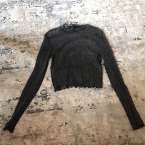 See through black sparkle long sleeve